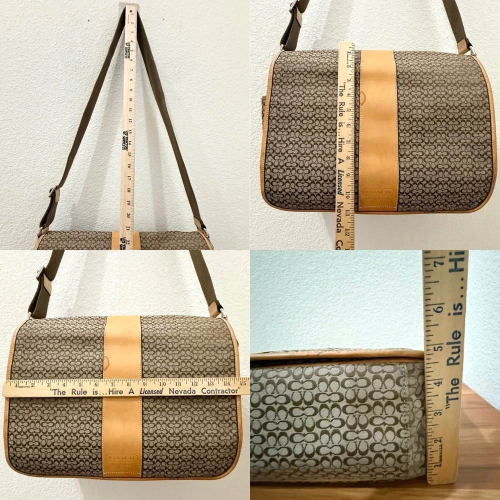 Vintage Y2K COACH F77004 Brown Signature Hudson Commuter Messenger Laptop Bag